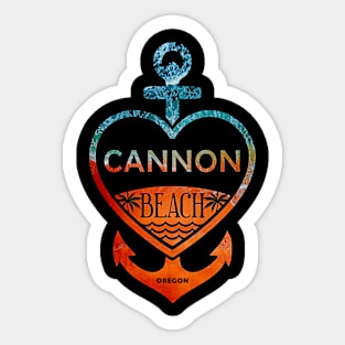 Cannon Beach, Oregon, Sandy Heart Ship Anchor Sticker